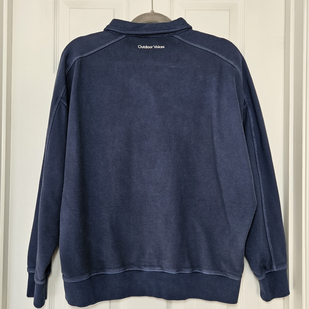 Outdoor Voices - Polo Button Cotton Sweatshirt - Navy Blue - Small - Picture 2 of 5